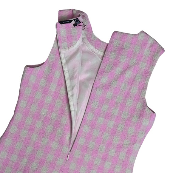 NWT Vero Moda Bonbon Pink Check Sleeveless Tweed Mini Dress Small - Picture 8 of 16
